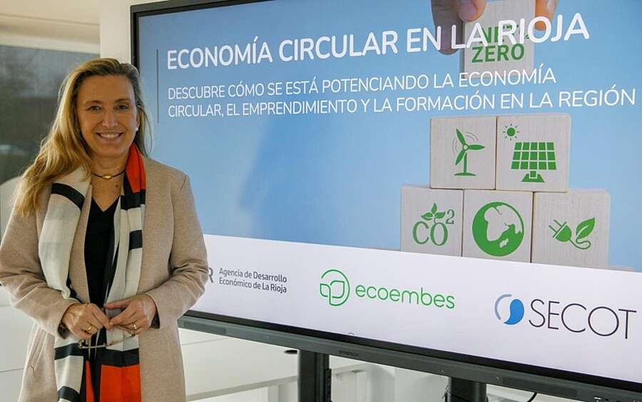 La consejera de Economía, Innovación, Empresa y Trabajo Autónomo, Belinda León, durante la clausura de la jornada Economía Circular en La Rioja