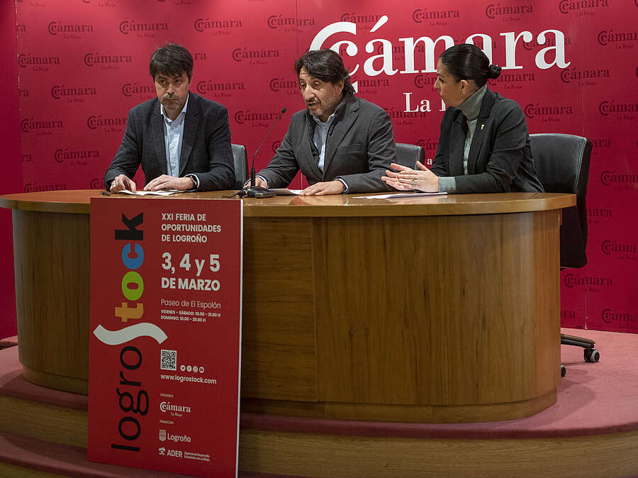 Luis Alonso, Fernando Cortezón, y Esmeralda Campos, presentan la XXI edición de Logrostock