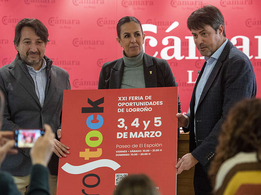 Luis Alonso, Fernando Cortezón, y Esmeralda Campos, presentan la XXI edición de Logrostock